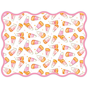 Handpainted Pink & Orange Candy Corn Posh Die-Cut Placemat