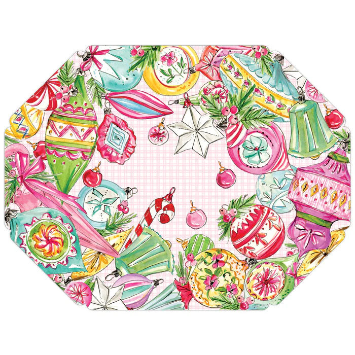 Vintage Pink Ornaments Posh Die-Cut Placemats