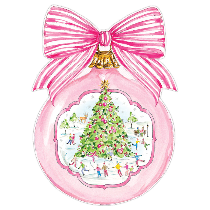 Die-Cut Placemat | Pink Bow Ice Skating Ornament