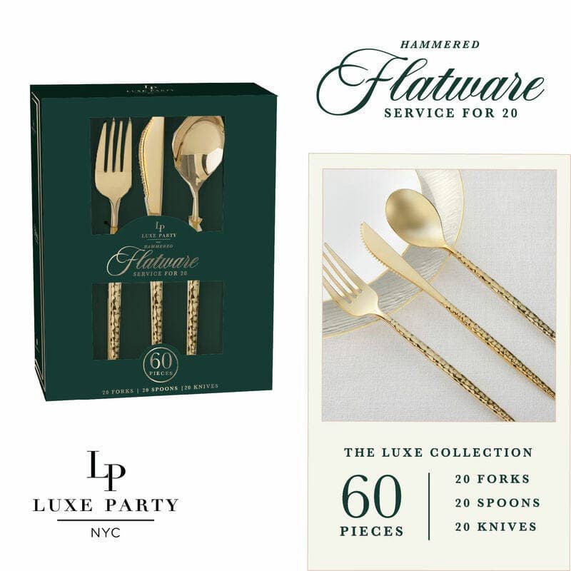 Matrix Hammered Gold Cutlery Set