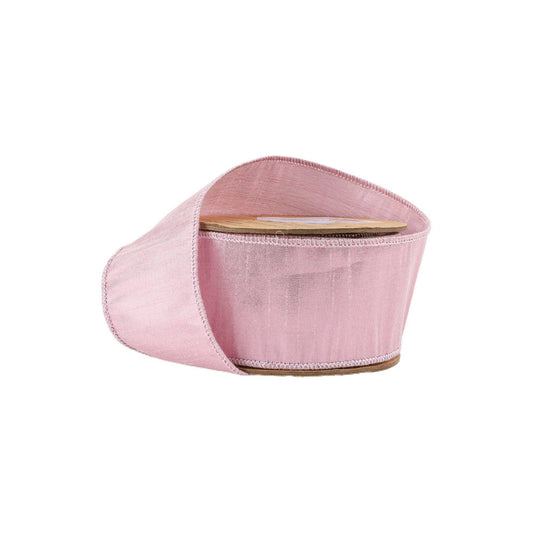 Wired Metallic Dupioni Ribbon | Pale Pink