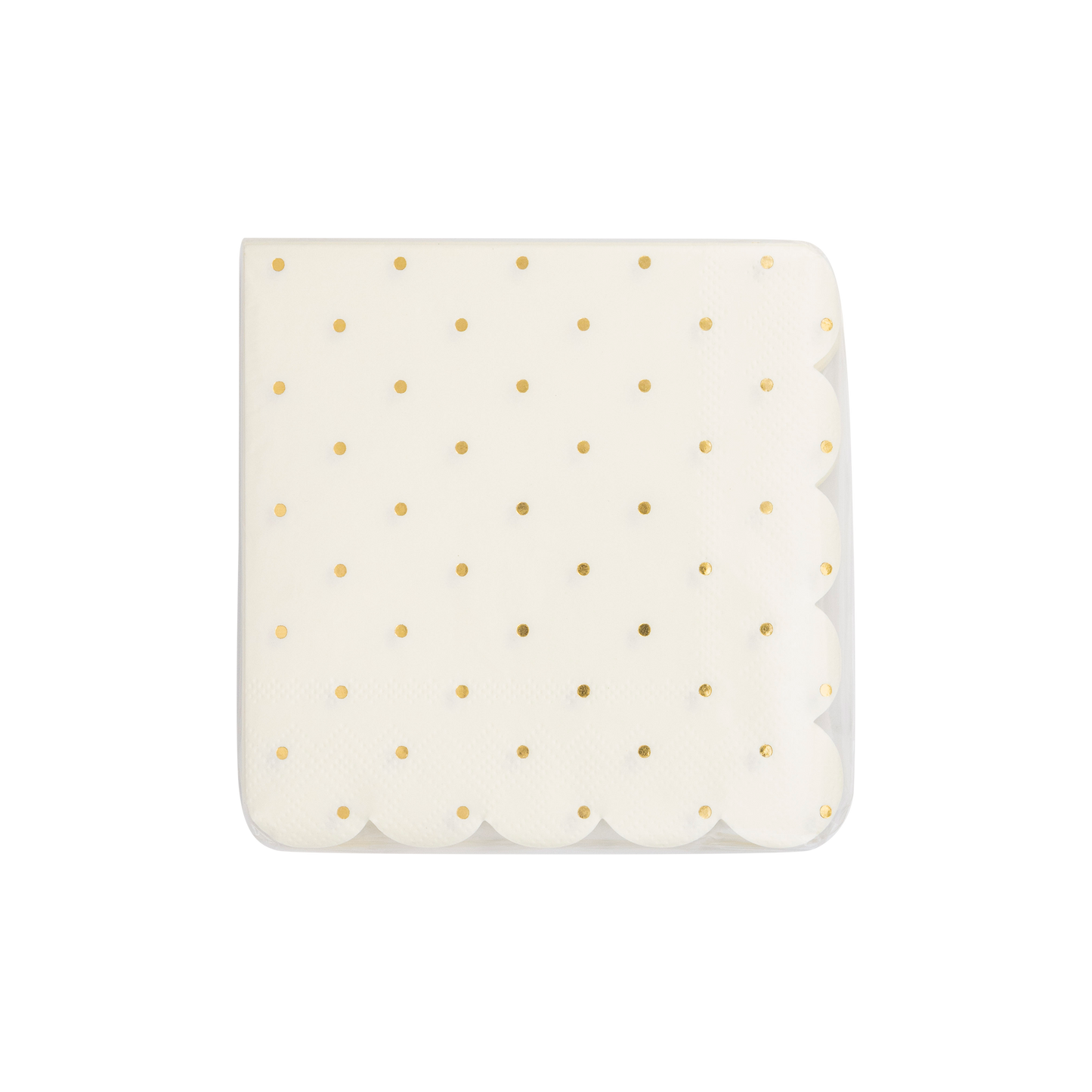 Cottage Gold Foil Polka Dot Scalloped Paper Cocktail Napkin