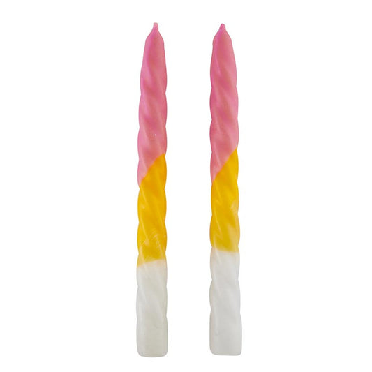 Tapered Candle | Pink/Yellow/White