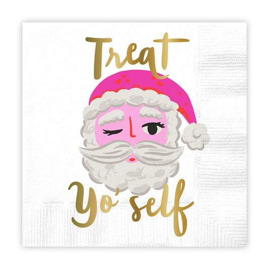 Beverage Napkins | Treat Yo Self Santa