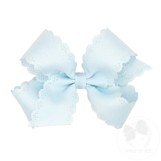 Small King Grosgrain Bow with Eyelet Flower-Embossed Edges