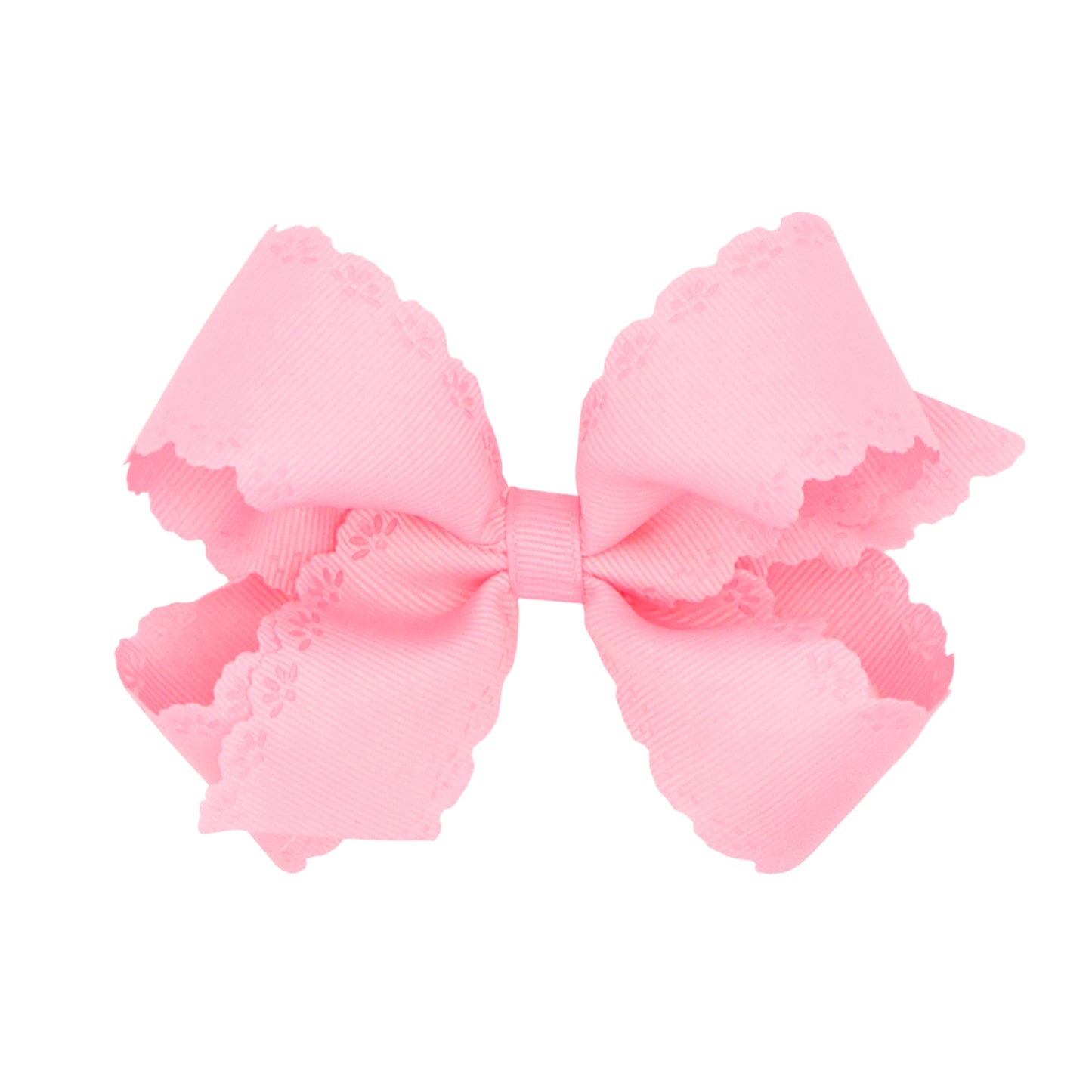 Medium Grosgrain Bow with Eyelet Flower-Embossed Edges