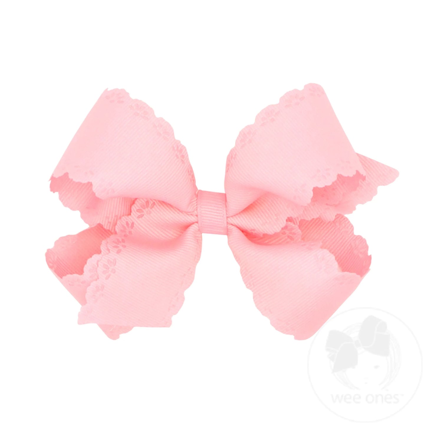 Medium Grosgrain Bow with Eyelet Flower-Embossed Edges