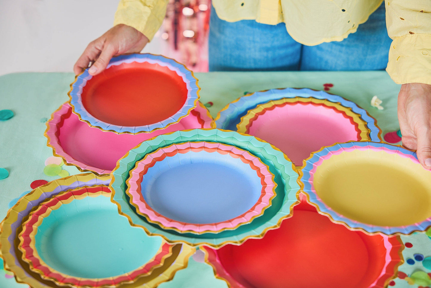 Rainbow Ric Rac Dinner Plates