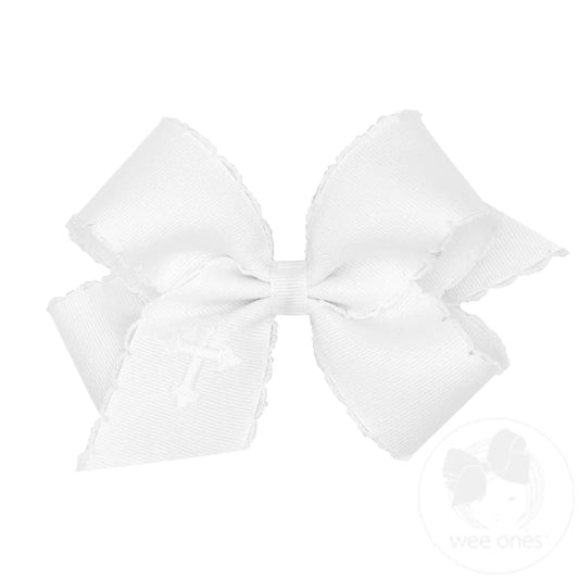 Medium Grosgrain Bow | Cross Embroidery