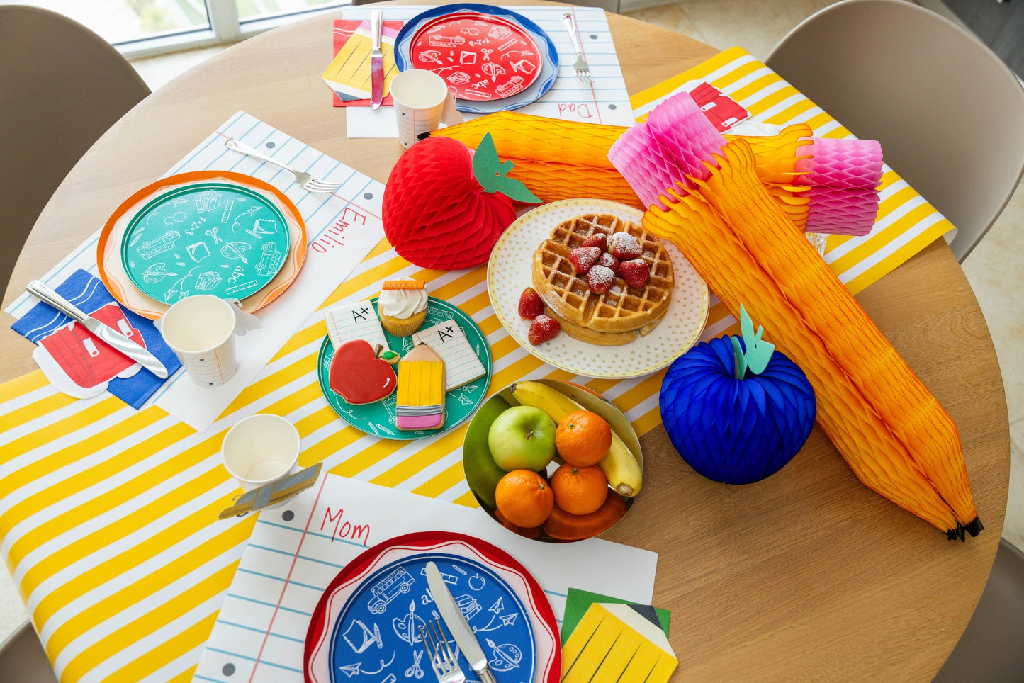 Red Color Block Dinner Paper Plates