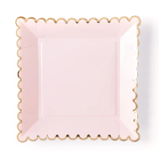 Blush Scalloped Square Plates