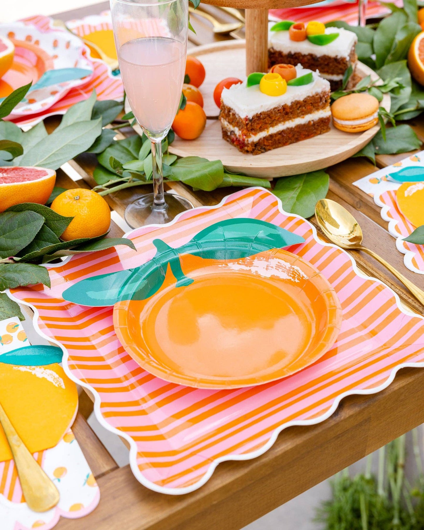 Orange & Pink Striped Plate
