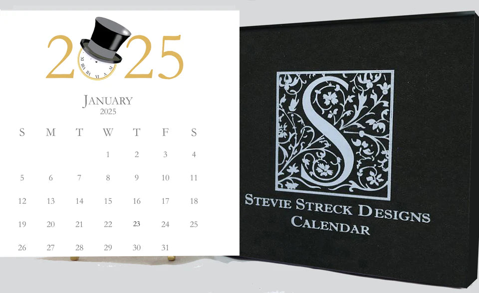 Glittered Desk Calendar 2025 with Easel