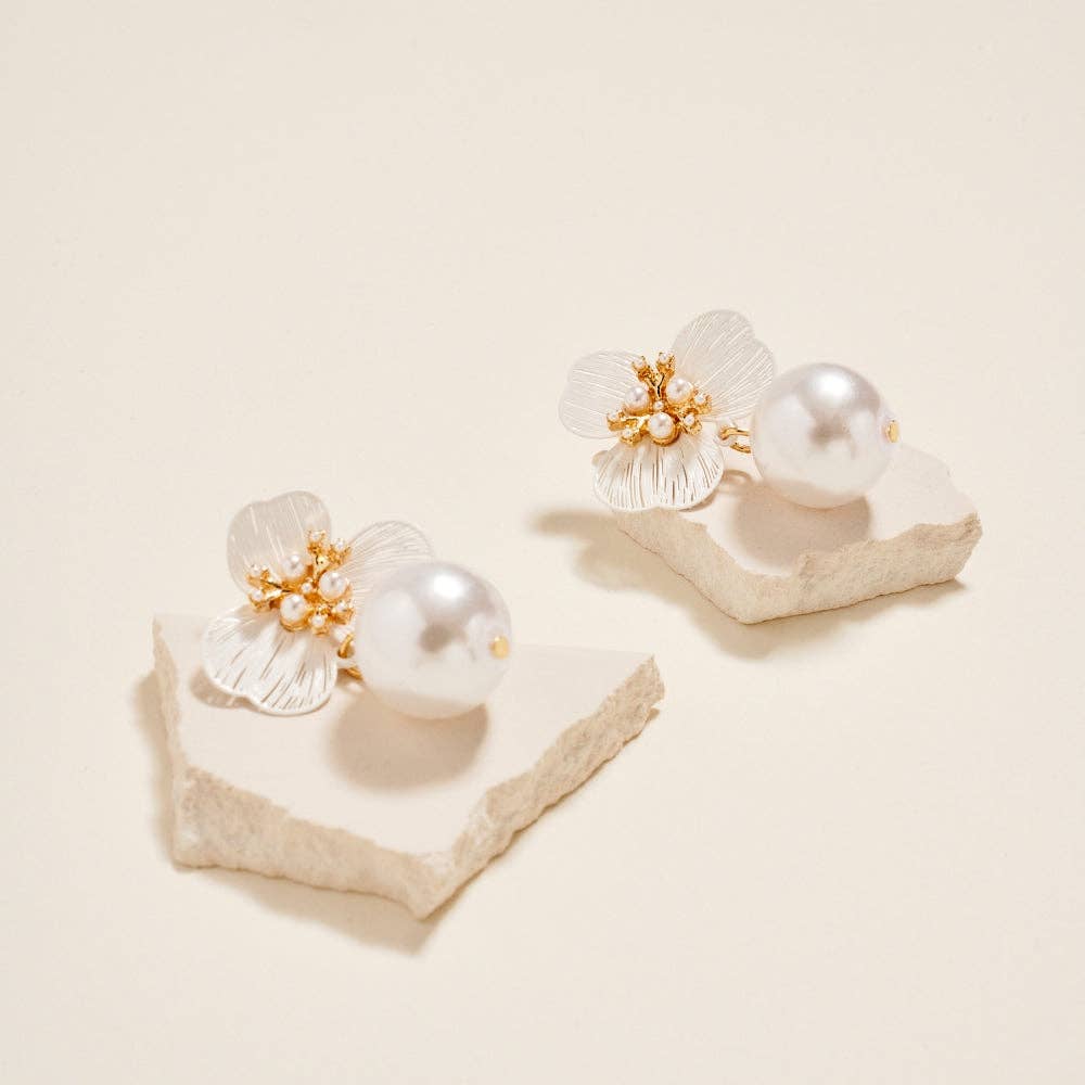 Floral Bloom Pearl Drop Earrings