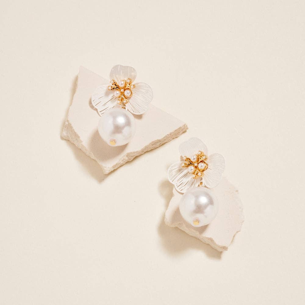 Floral Bloom Pearl Drop Earrings