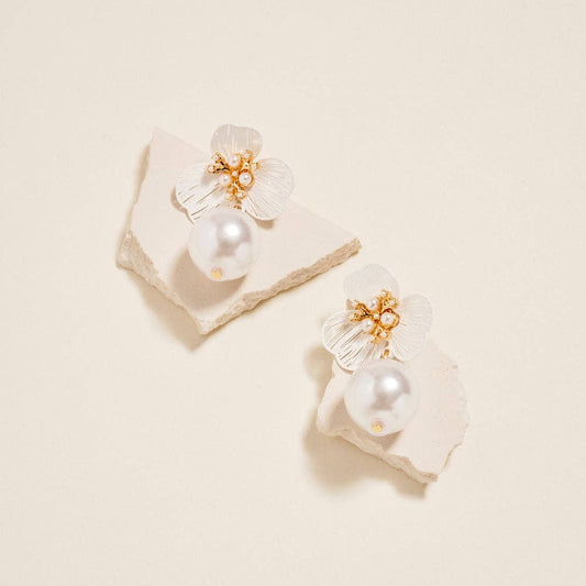 Floral Bloom Pearl Drop Earrings
