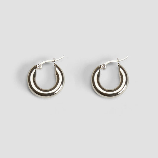 Medium Chunky Hoop Earrings | Silver