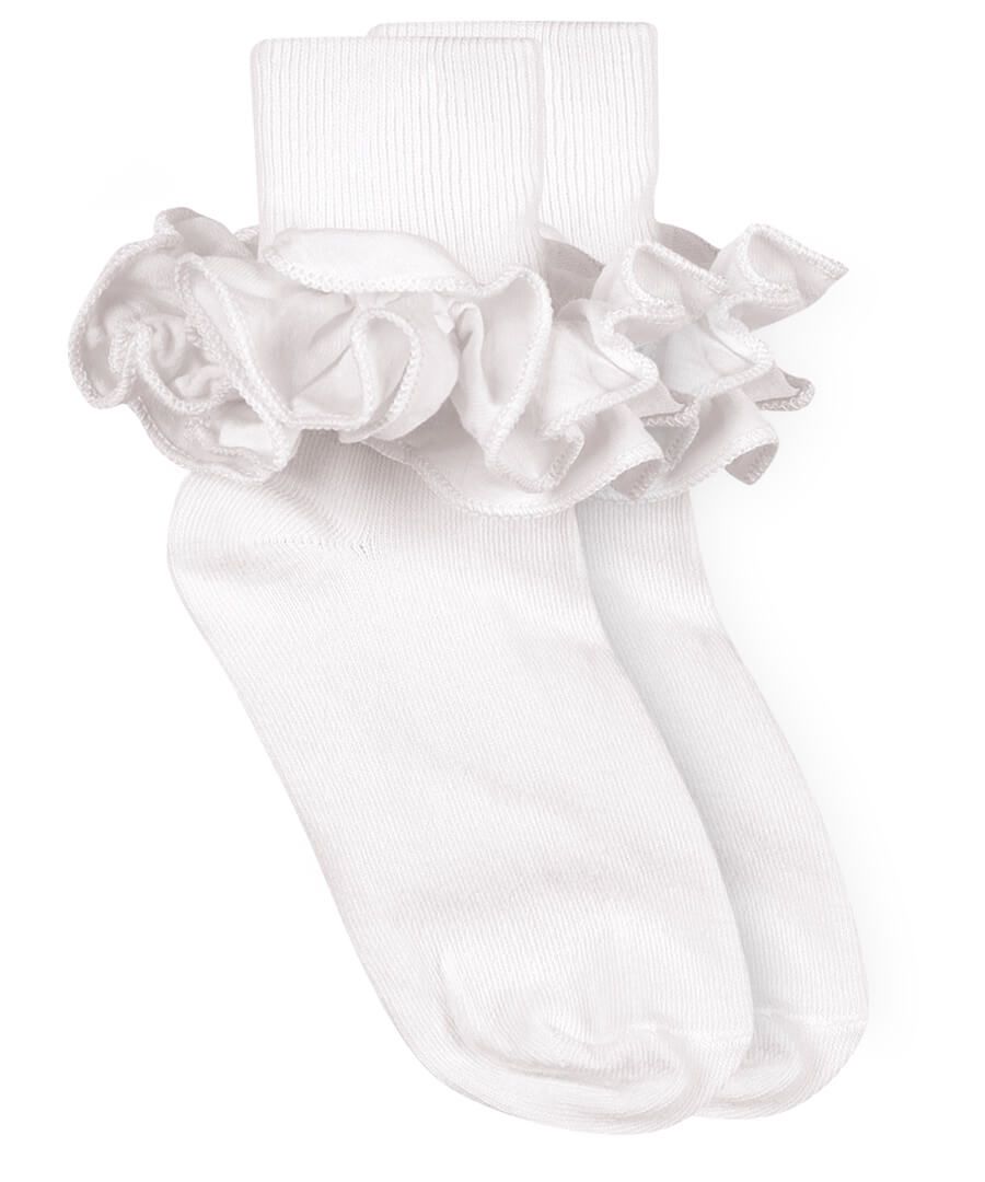 Misty Ruffle Lace Socks | White