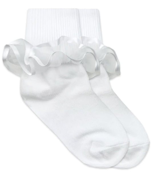 Frilly Ruffle Lace Socks | White