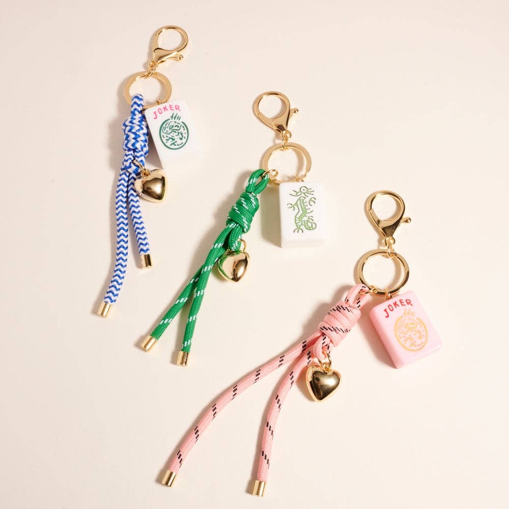 Mahjong Tile Puffy Heart Cord Bag Charm