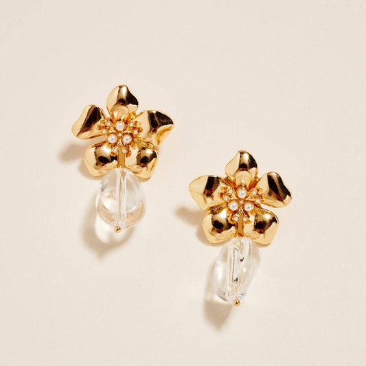Flower Pearl Resin Bead Earrings