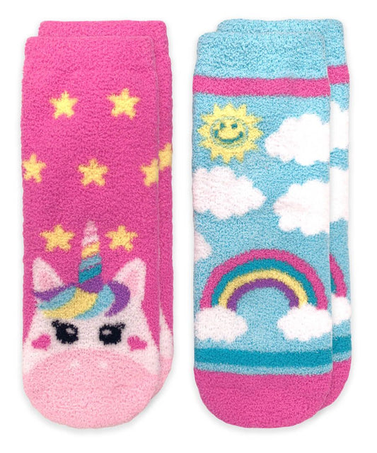 Unicorn & Rainbow Fuzzy Non-Skid Socks