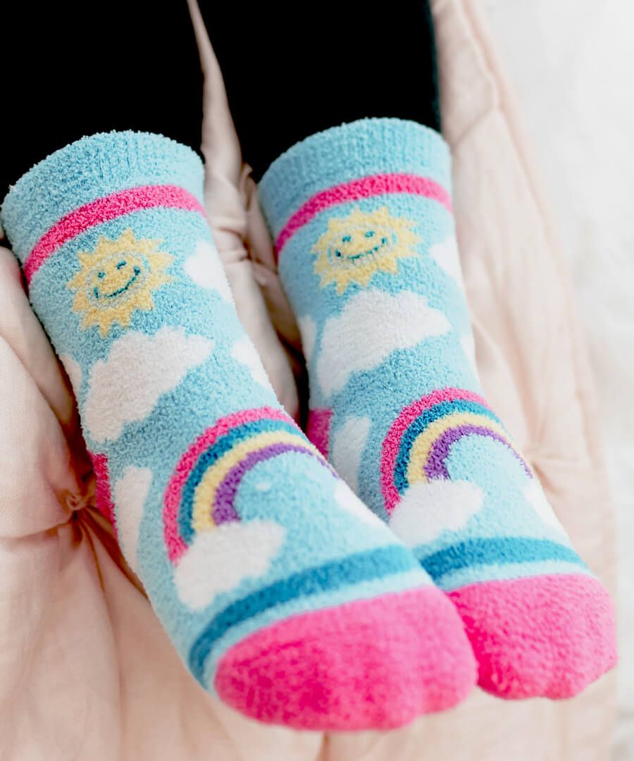 Unicorn & Rainbow Fuzzy Non-Skid Socks