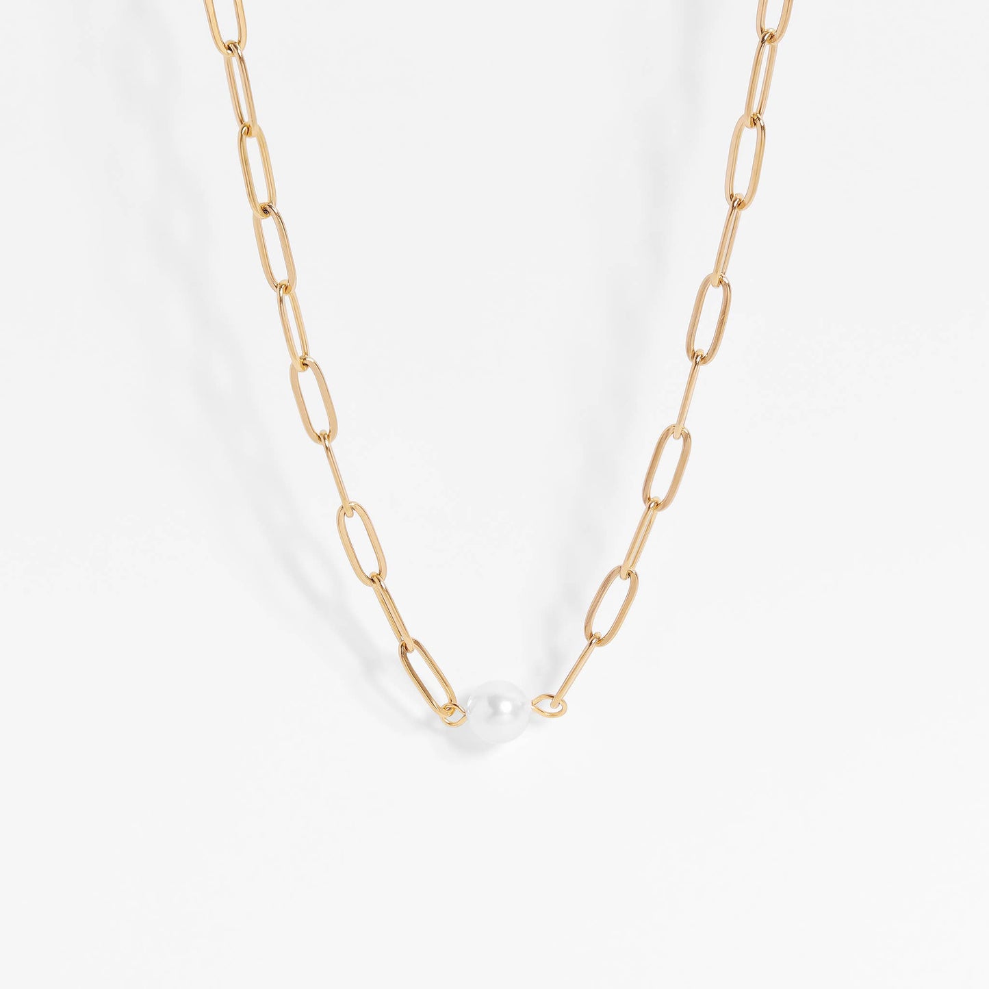 Paperclip Necklace With Pearl