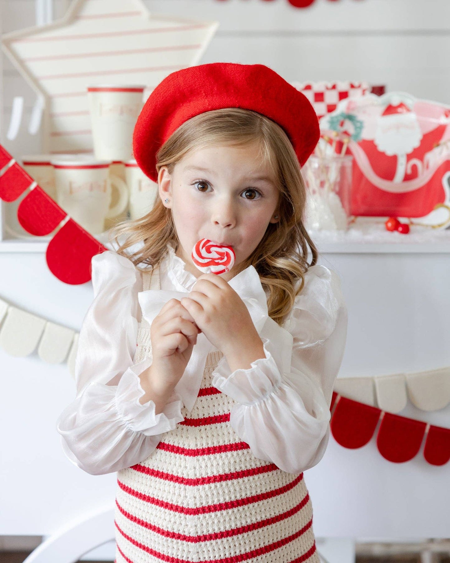 Red and Cream Scalloped Felt Banner Set