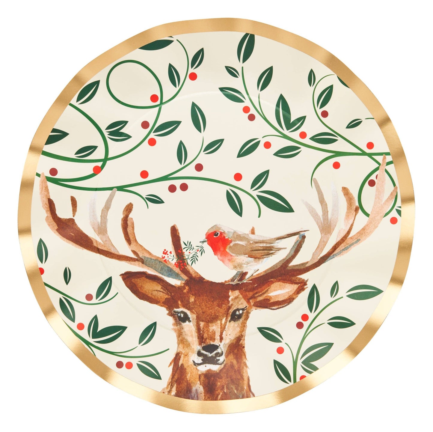 Christmas Forest Wavy Paper Dinner Plate/8pk