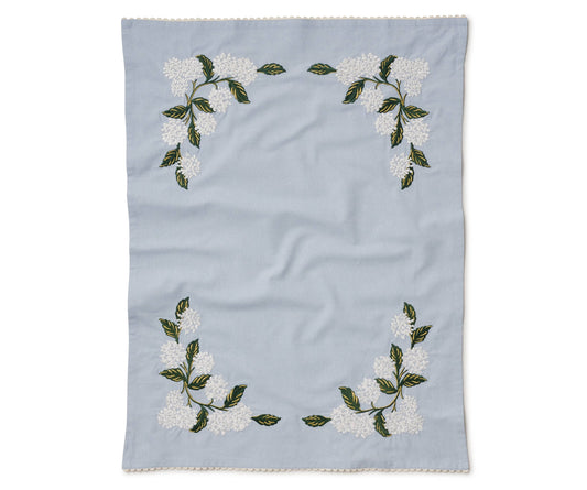 Hydrangea Embroidered Tea Towel