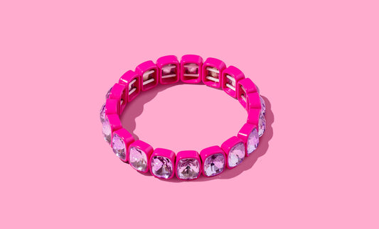 Layla Enamel Stretch Bracelet | Pink