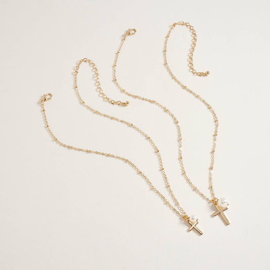 Mama+Mini Cross Necklace Set