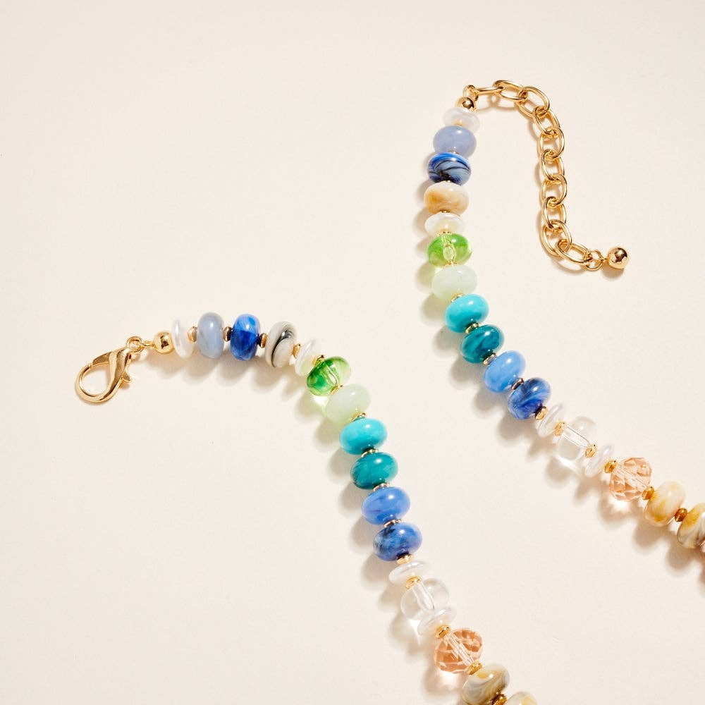 Resin Bead + Puffy Heart Pendant Necklace