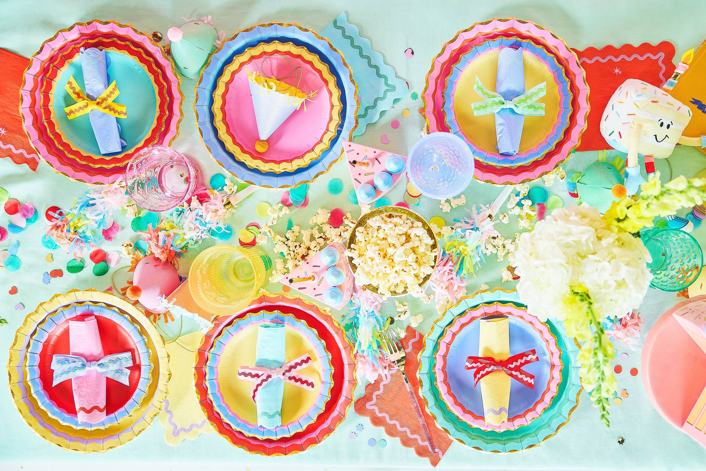Rainbow Ric Rac Dinner Plates
