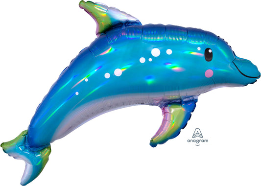 Holographic Iridescent Blue Dolphin Balloon