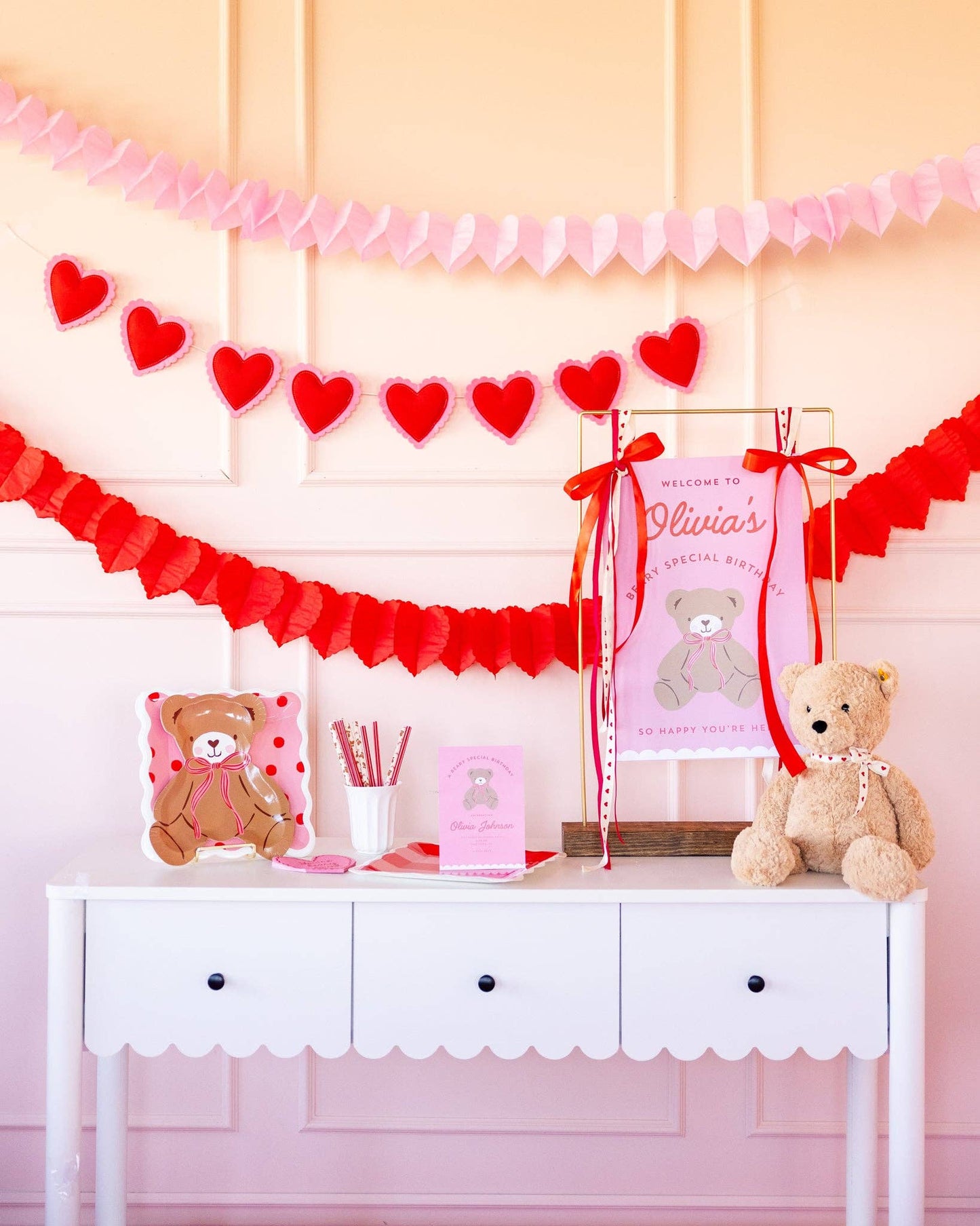 Beary Loved Stripe and Polka Plate Set