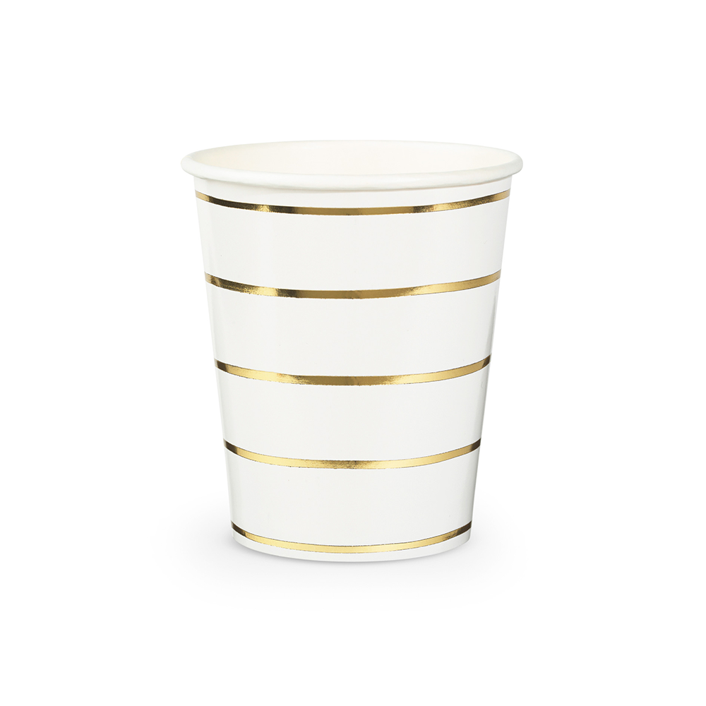 Frenchie Metallic Striped Cups | Gold