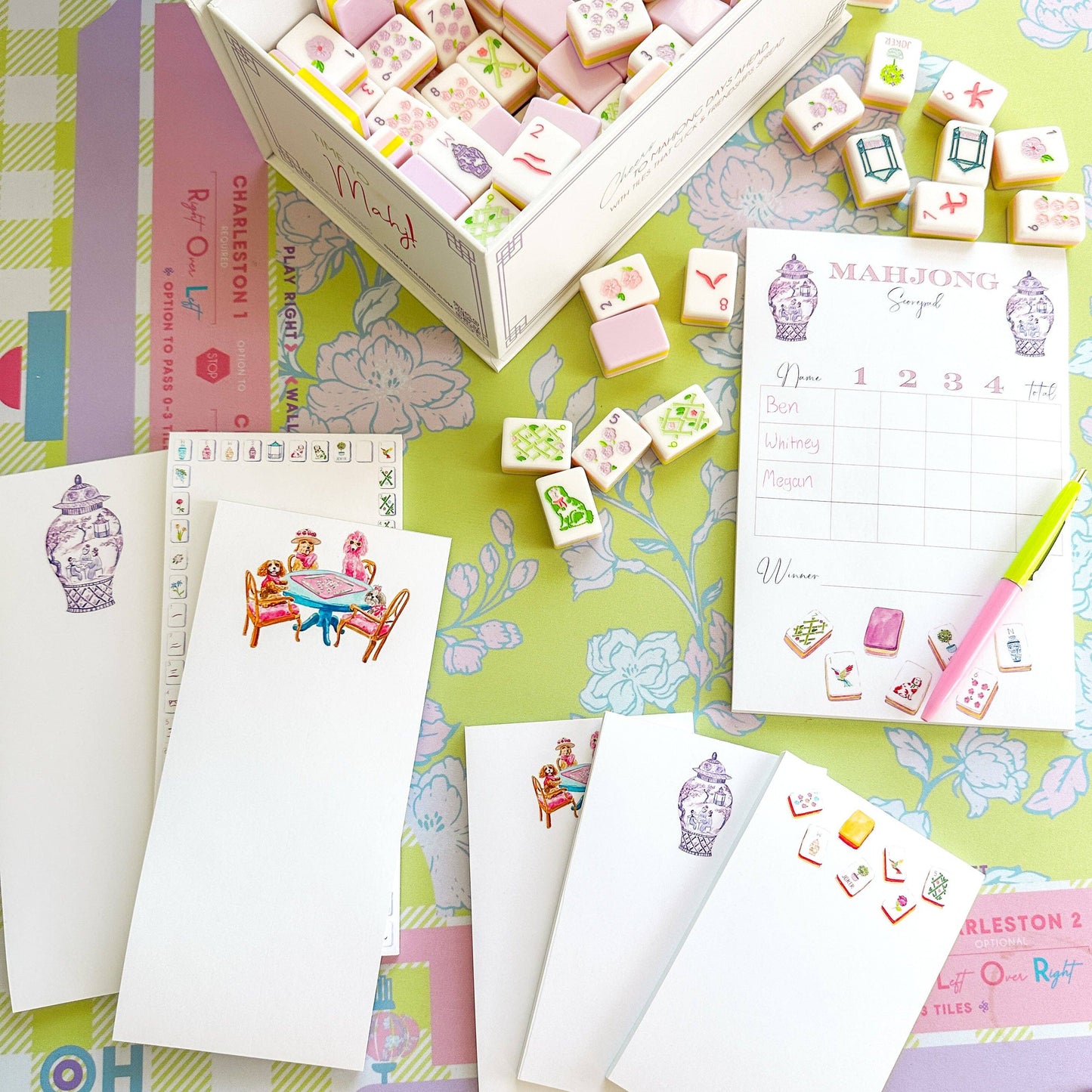 Mahjong Notepad | Dogs Playing