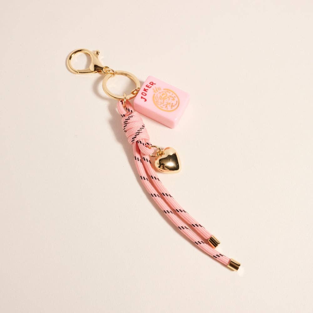 Mahjong Tile Puffy Heart Cord Bag Charm