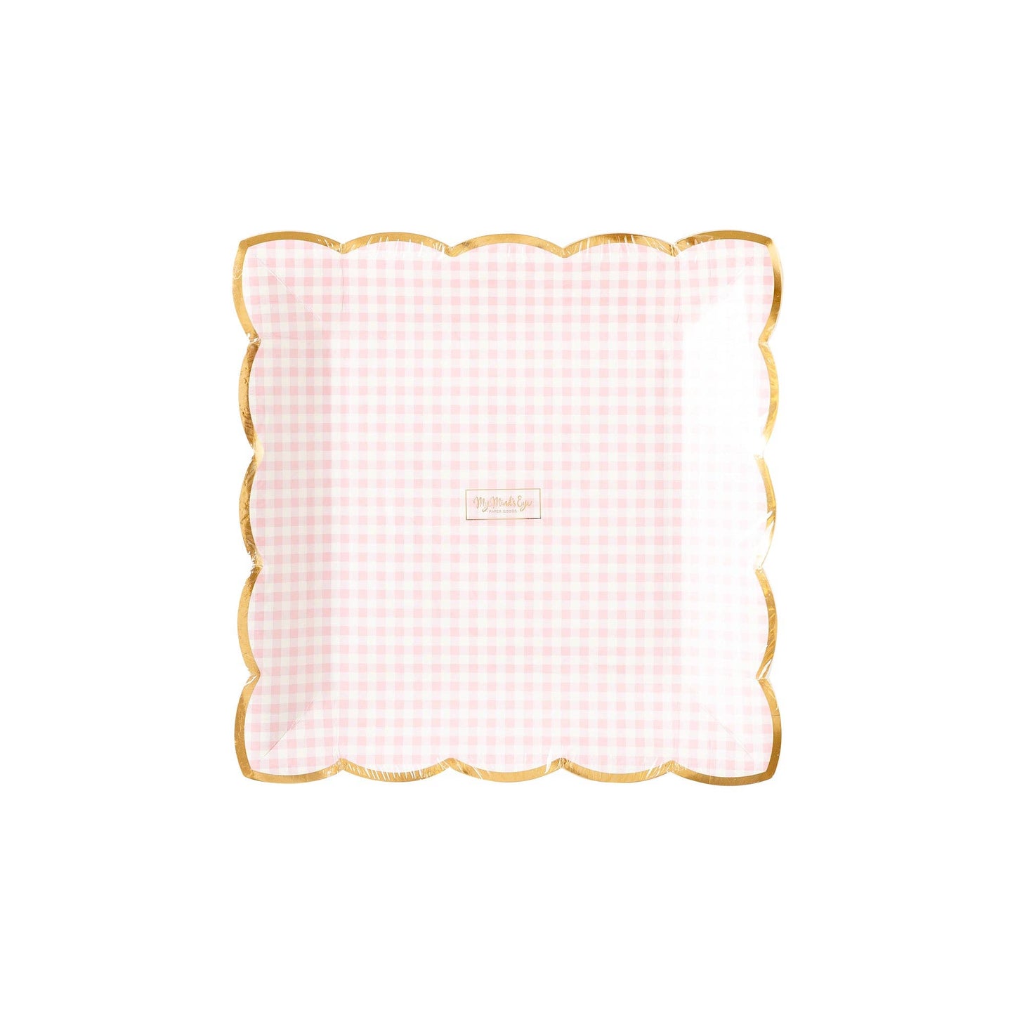 Pink Gingham Square Plate