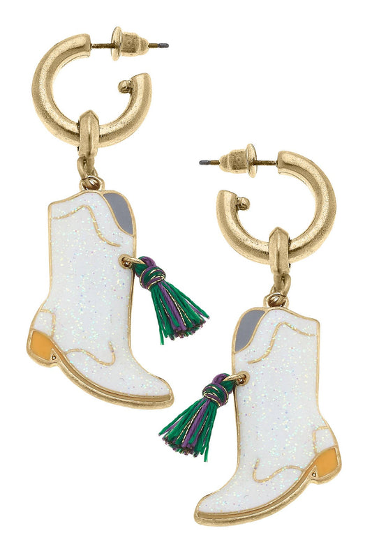 Mardi Gras Marching Boot Earrings