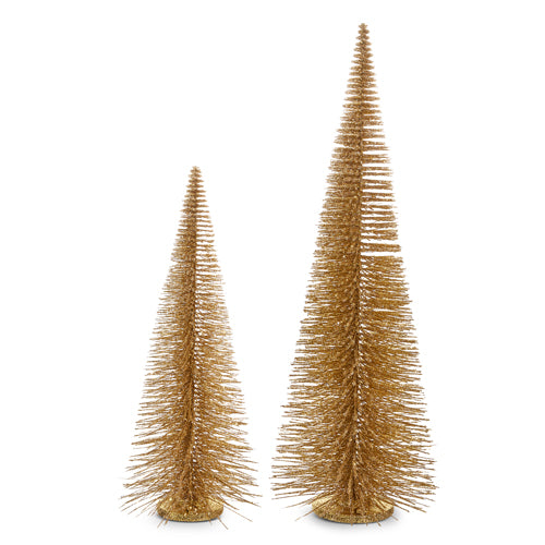 Gold Bottle Brush Trees | Set of 2