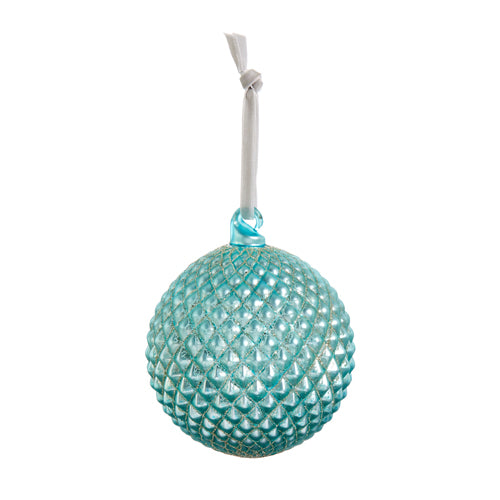 Cerulean Blue Quilted Ball Ornament