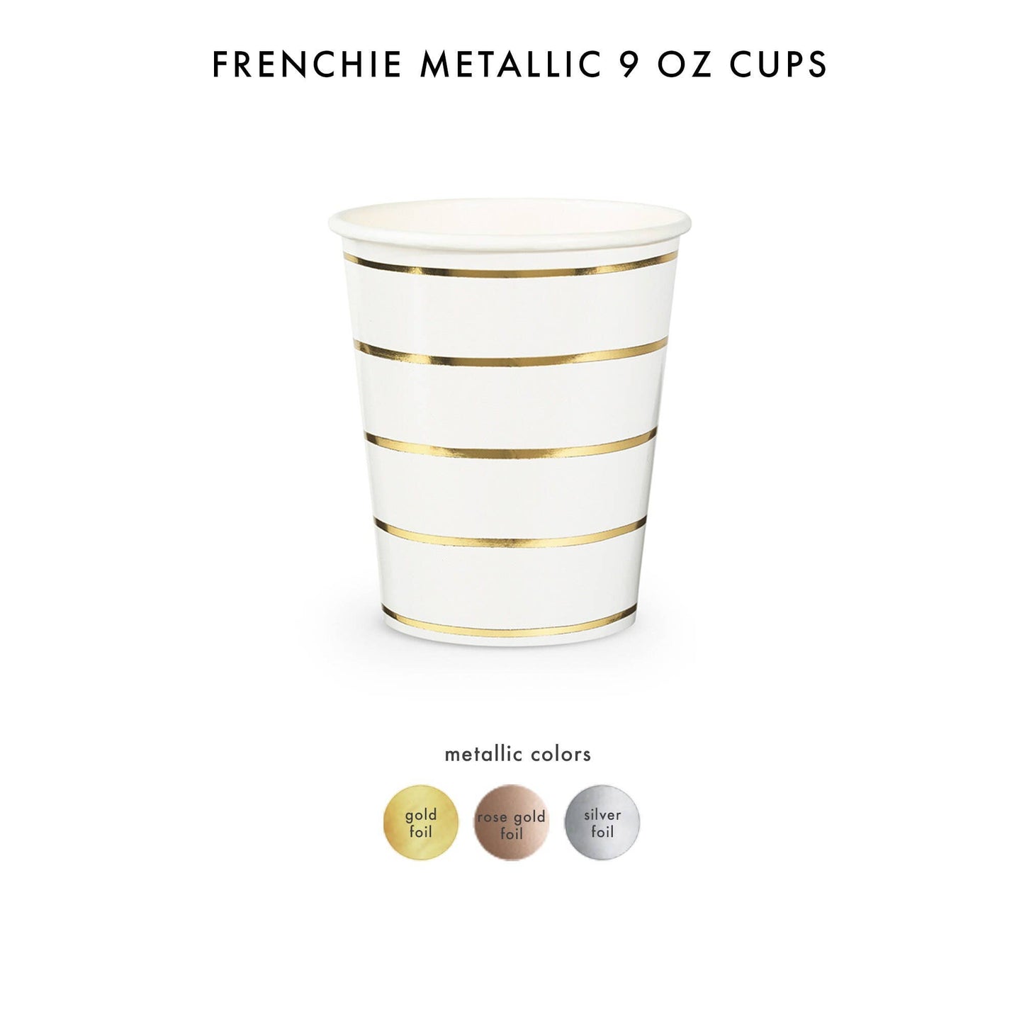 Frenchie Metallic Striped Cups | Gold