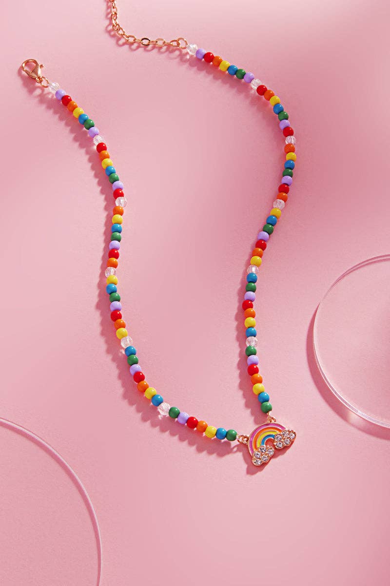 Rainbow Pendant Bead Necklace