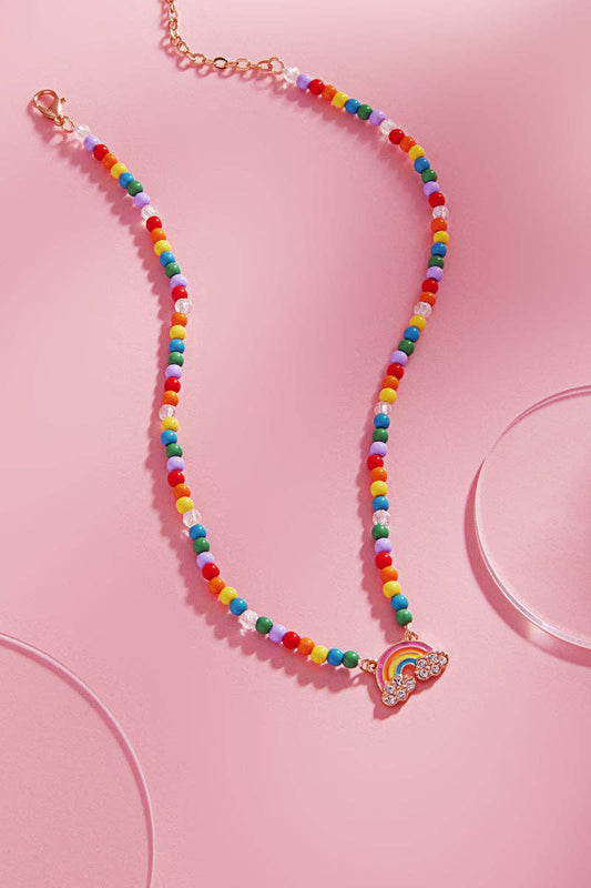 Rainbow Pendant Bead Necklace