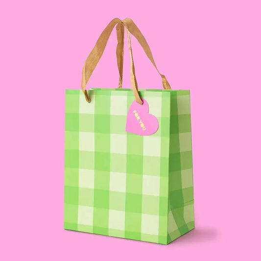 Green Gingham Gift Bag | Medium