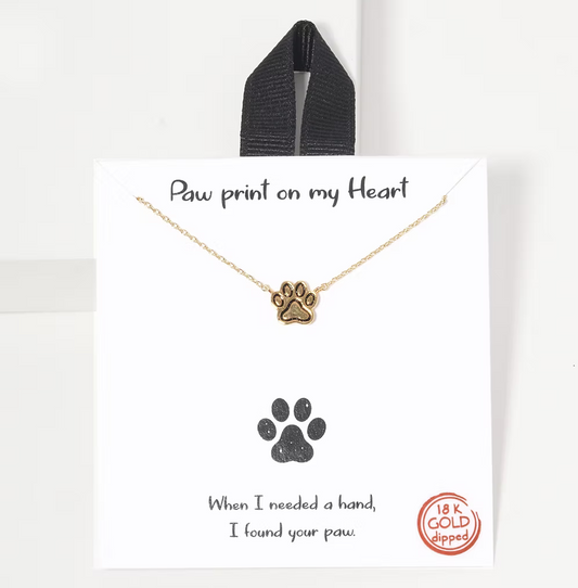 Paw Print On My Heart Necklace
