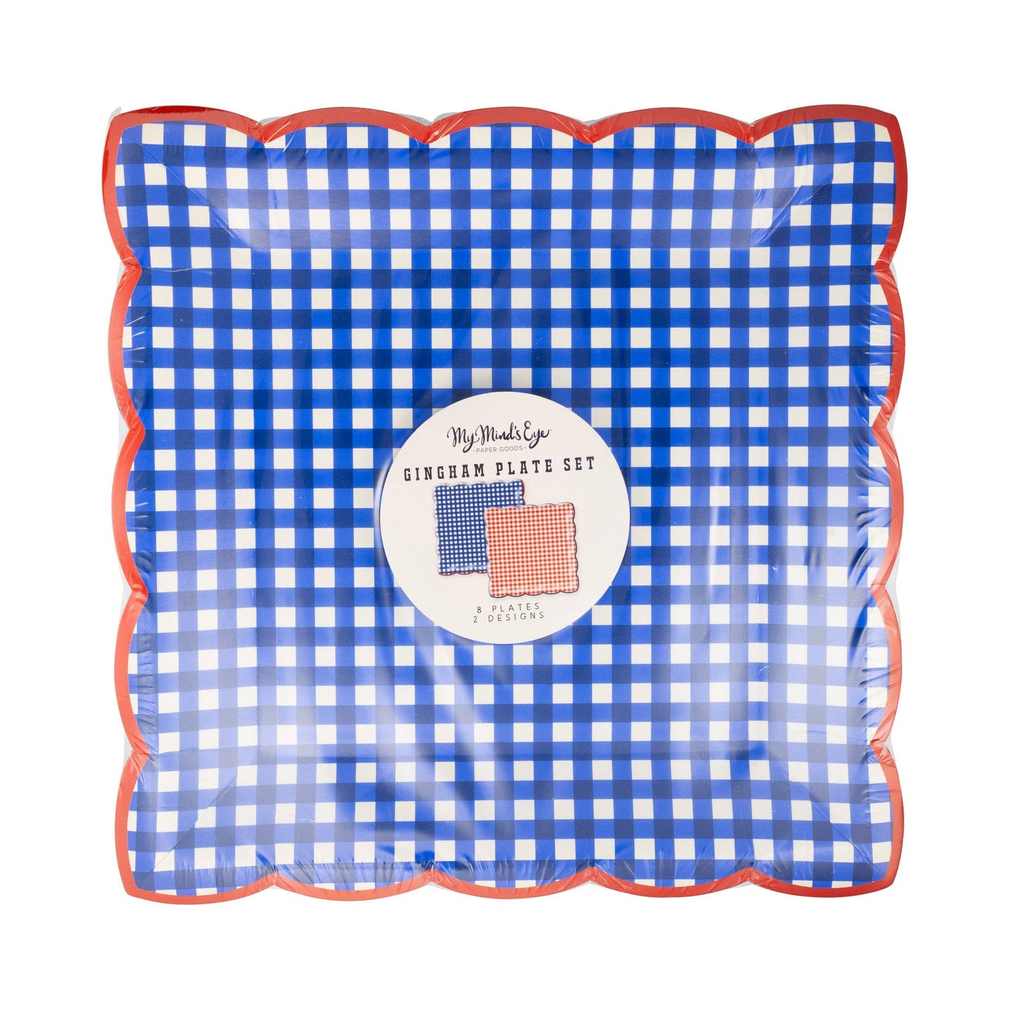 Red & Blue Gingham Plate Set